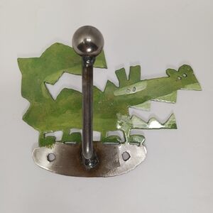 Handmade Metal Enamel Painted Reptile Alligator Dragon Wall Hook NWOT